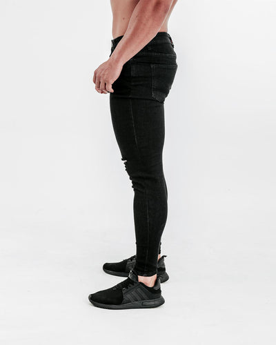 Slim-Stretch Jeans - Black (Ripped)