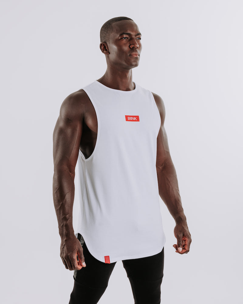 Box Logo Cut Off Tank - Crisp White – BIINK Athleisure